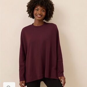 Pact Organic Airplane Long Sleeve Poncho Burgundy Top size XL